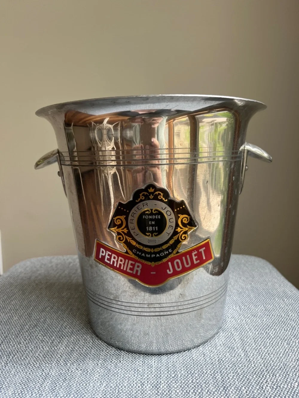 Vintage Perrier Jouet Champagne Bucket Ice Aluminum Silver France